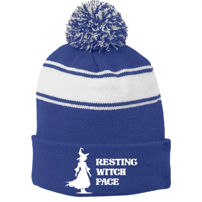 Resting Witch Face Funny Gift Stripe Pom Pom Beanie