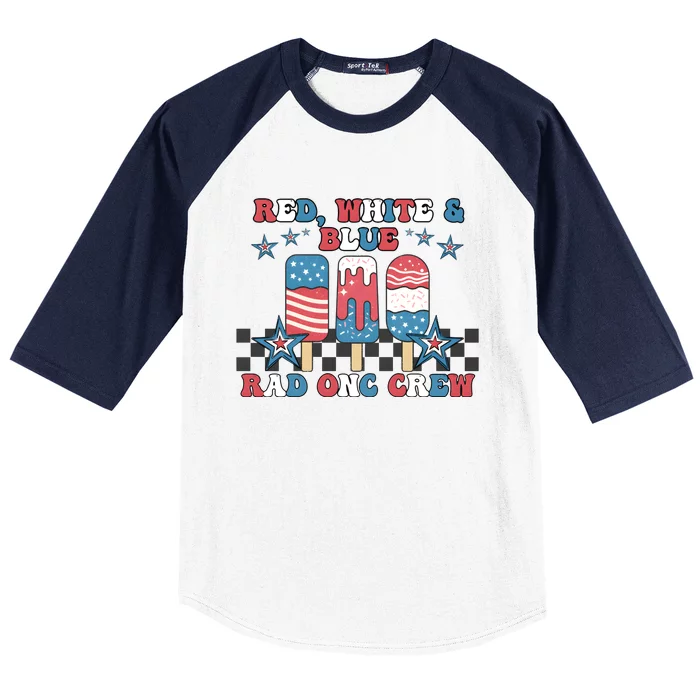 Red White Funny Blue Rad Onc Crew Baseball Sleeve Shirt