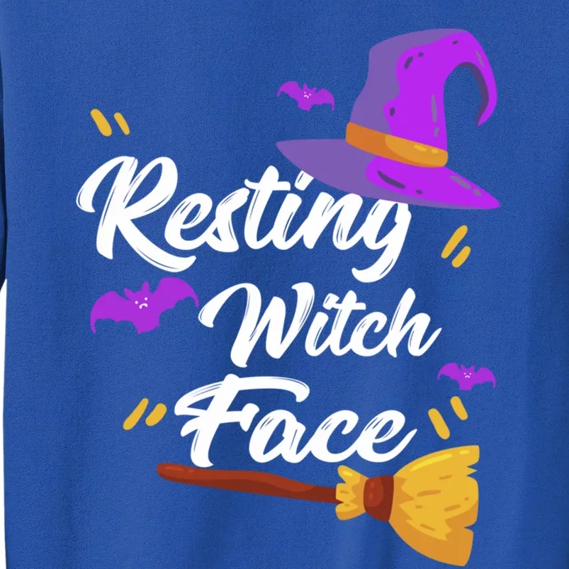 Resting Witch Face Gift Broomstick Funny Spooky Party Gift Tall Sweatshirt