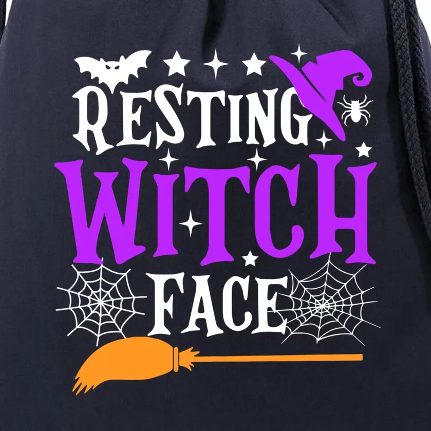 Resting Witch Face Gift Funny Witch Broom Halloween Cool Gift Drawstring Bag