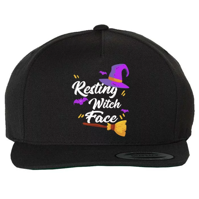 Resting Witch Face Meaningful Gift Broomstick Fun Spooky Party Meaningful Gift Wool Snapback Cap