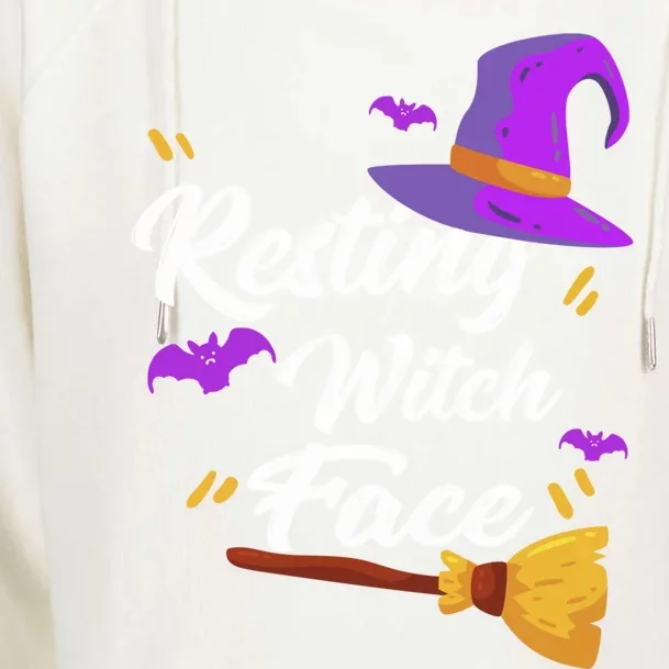 Resting Witch Face Meaningful Gift Broomstick Fun Spooky Party Meaningful Gift Womens Funnel Neck Pullover Hood