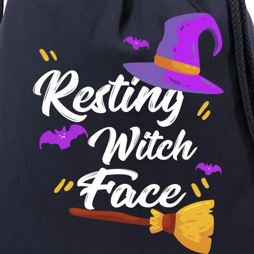 Resting Witch Face Meaningful Gift Broomstick Fun Spooky Party Meaningful Gift Drawstring Bag