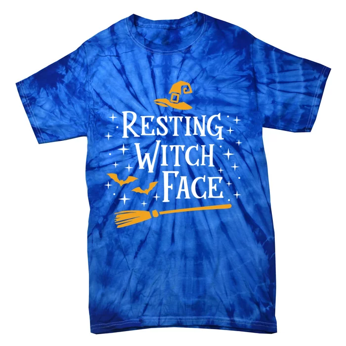 Resting Witch Face Gift Broomstick Funny Spooky Party Tie-Dye T-Shirt