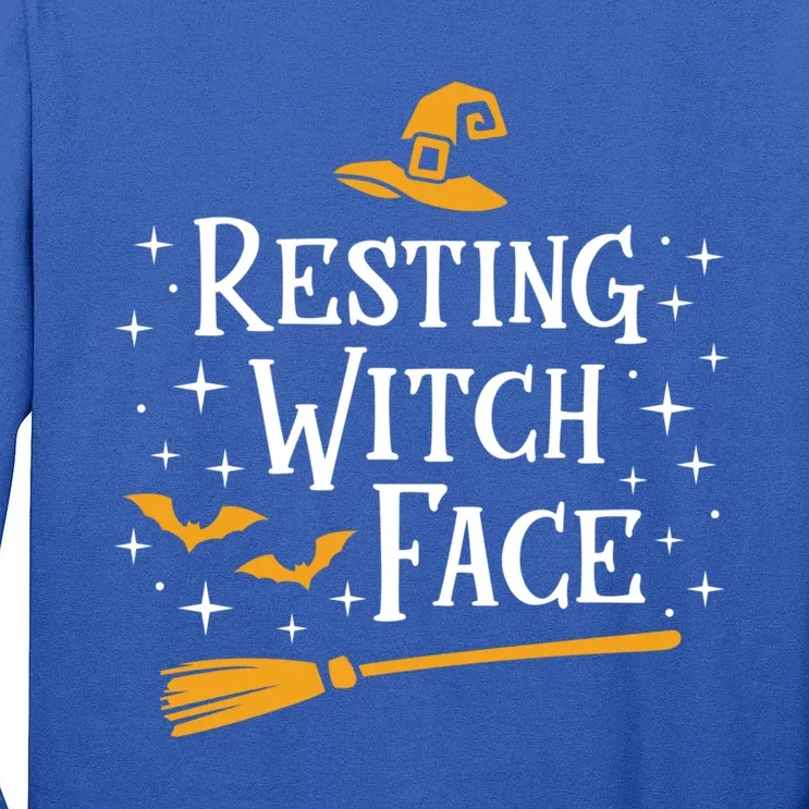 Resting Witch Face Gift Broomstick Funny Spooky Party Tall Long Sleeve T-Shirt