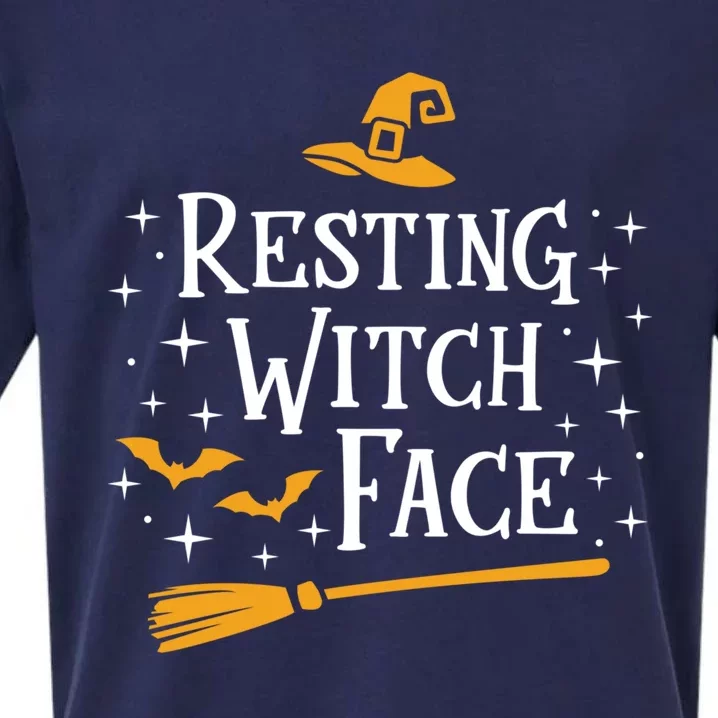 Resting Witch Face Gift Broomstick Funny Spooky Party Sueded Cloud Jersey T-Shirt