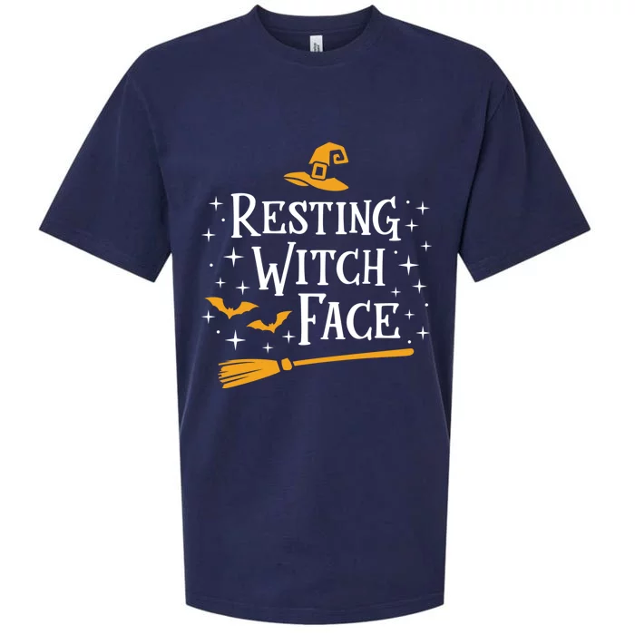 Resting Witch Face Gift Broomstick Funny Spooky Party Sueded Cloud Jersey T-Shirt