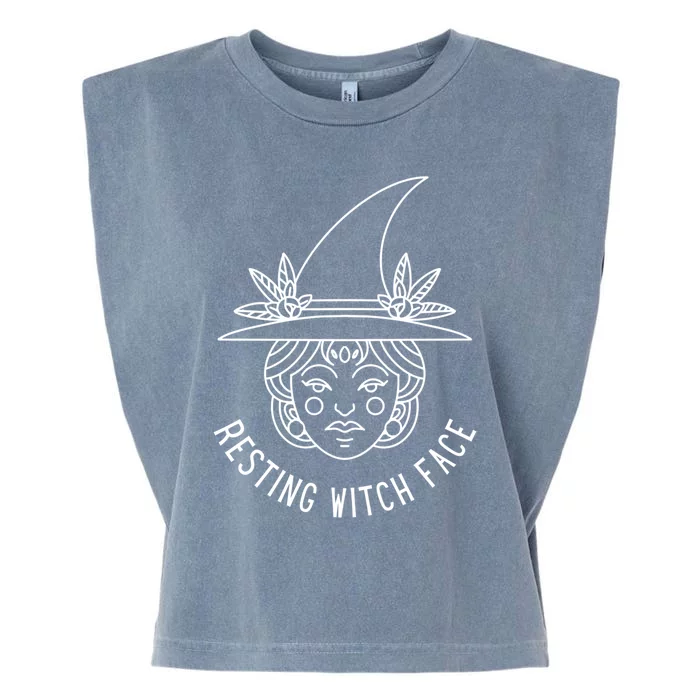 Resting Witch Face: Minimalist Witch Design Gift Garment-Dyed Women's Muscle Tee