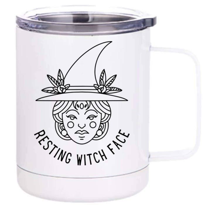 Resting Witch Face: Minimalist Witch Design Gift Front & Back 12oz Stainless Steel Tumbler Cup