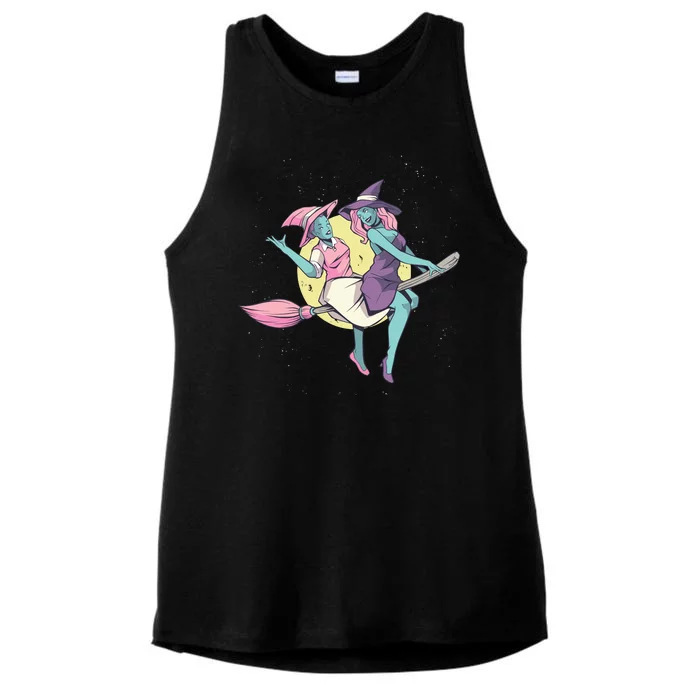 Retro Witches Flying Ladies Tri-Blend Wicking Tank