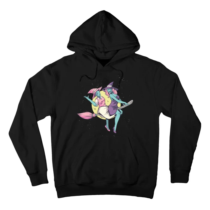 Retro Witches Flying Hoodie