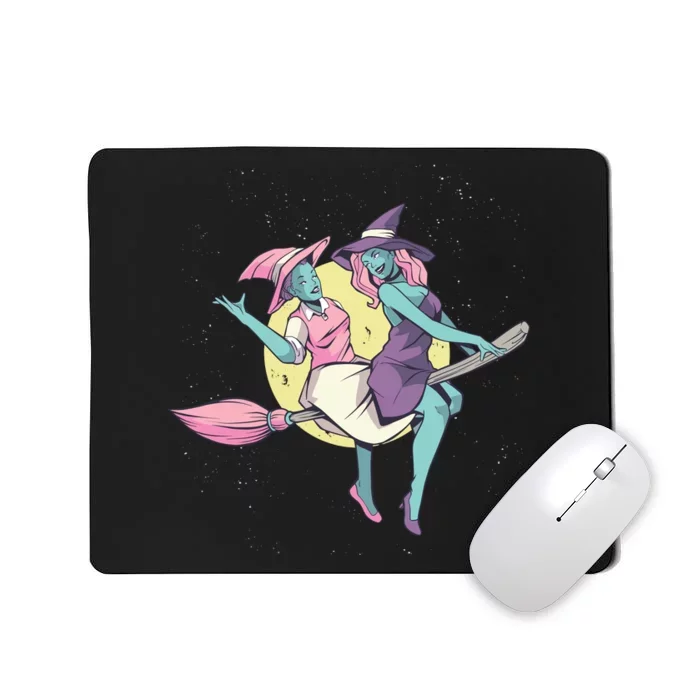 Retro Witches Flying Mousepad