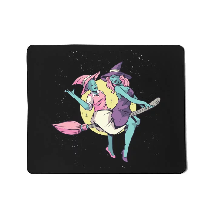 Retro Witches Flying Mousepad