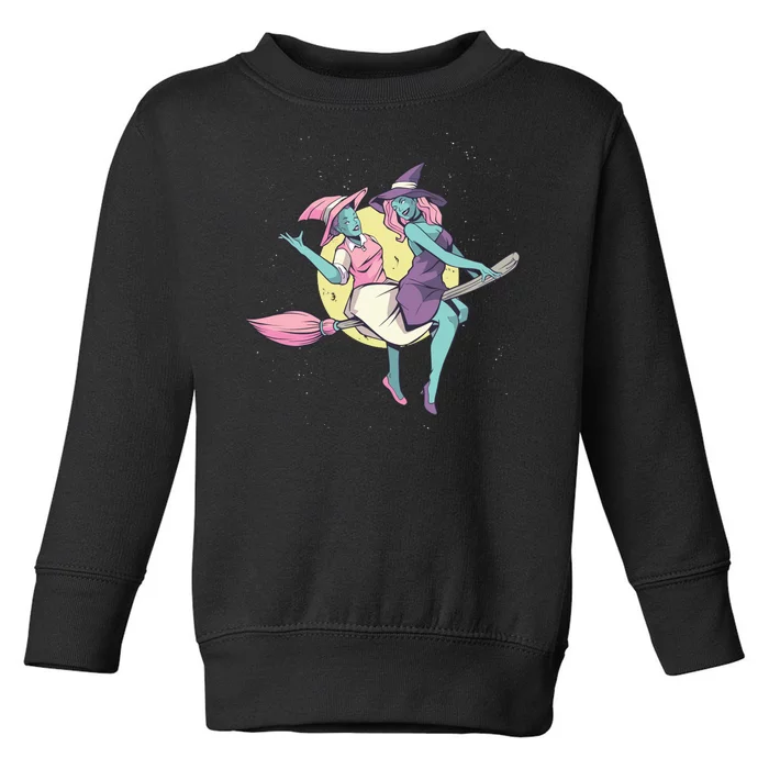 Retro Witches Flying Toddler Sweatshirt