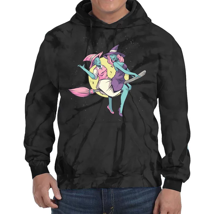 Retro Witches Flying Tie Dye Hoodie