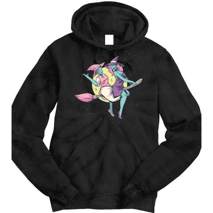 Retro Witches Flying Tie Dye Hoodie