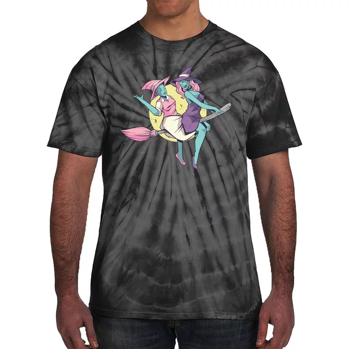 Retro Witches Flying Tie-Dye T-Shirt