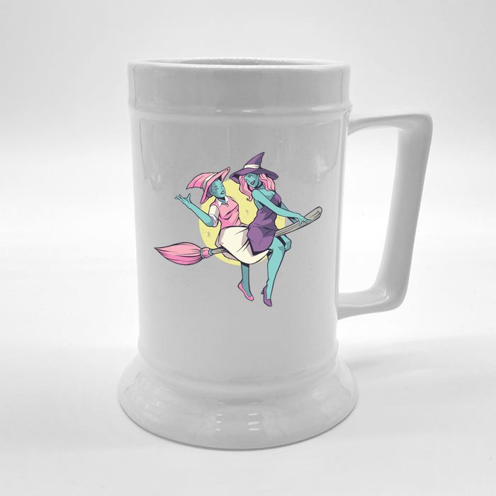 Retro Witches Flying Front & Back Beer Stein