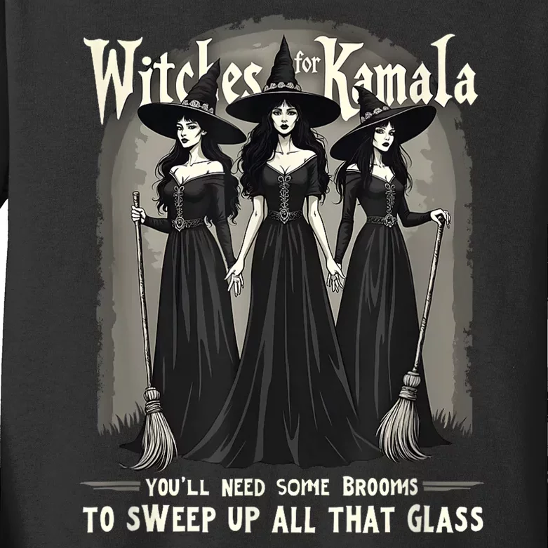 Retro Witches For Kamala Youll Need Some Brooms To Sweep Up Kids Long Sleeve Shirt