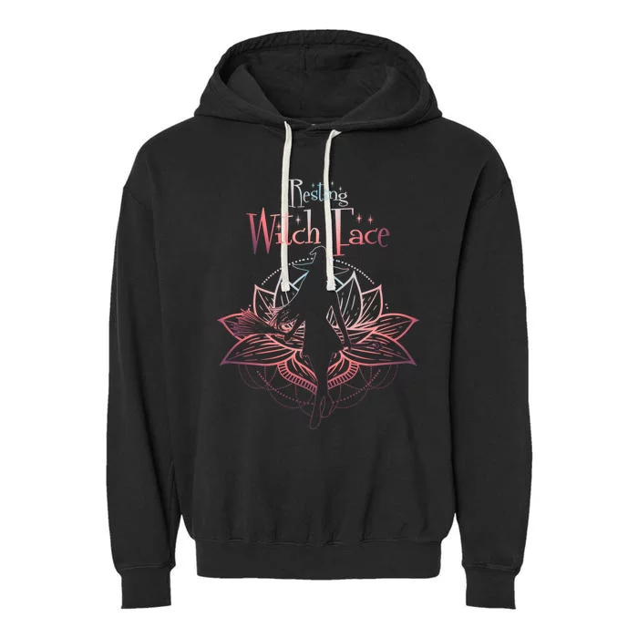 Resting Witch Face Halloween Lotus Flower For Yogi Witch Gift Garment-Dyed Fleece Hoodie