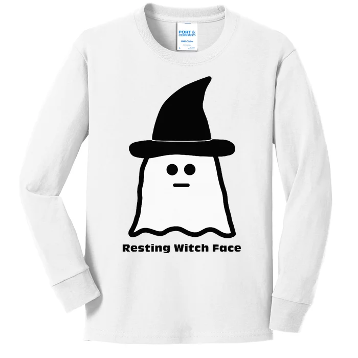 Resting Witch Face Funny Ghost Halloween Kids Long Sleeve Shirt