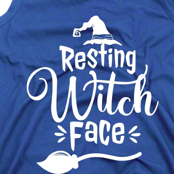 Resting Witch Face Hat Broom Cute Funny Halloween Funny Gift Tank Top