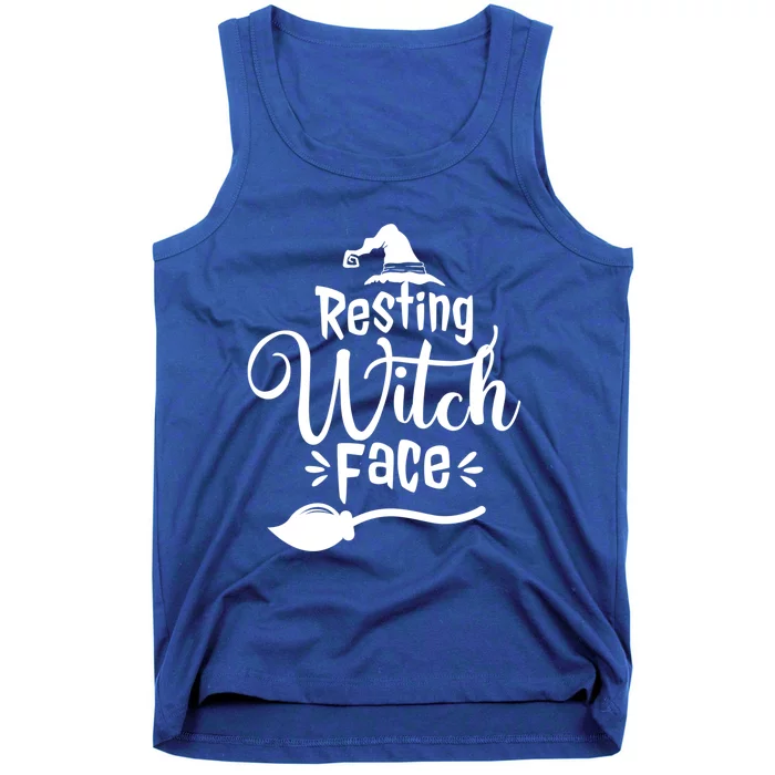 Resting Witch Face Hat Broom Cute Funny Halloween Funny Gift Tank Top