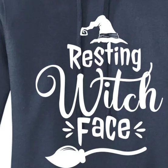 Resting Witch Face Hat Broom Cute Funny Halloween Funny Gift Women's Pullover Hoodie