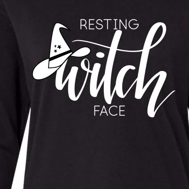 Resting Witch Face With Witch Hat Funny Halloween Design Funny Gift Womens Cotton Relaxed Long Sleeve T-Shirt