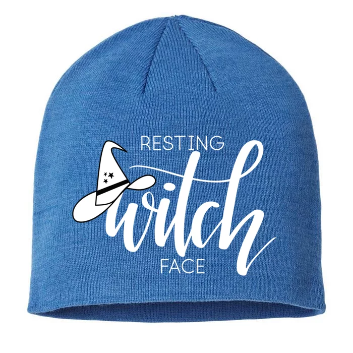 Resting Witch Face With Witch Hat Funny Halloween Design Funny Gift 8 1/2in Sustainable Knit Beanie