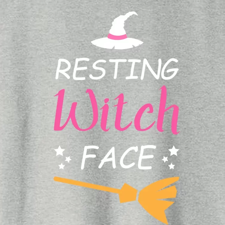 Resting Witch Face Halloween Broomstick Witch Hat Gift Women's Crop Top Tee