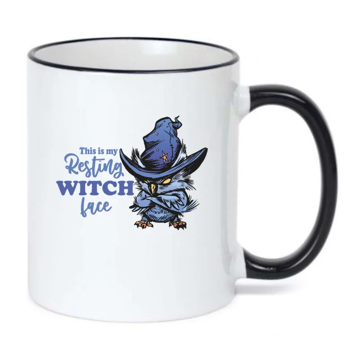 Resting Witch Face Funny Halloween Owl And Witch Hat Gift Black Color Changing Mug