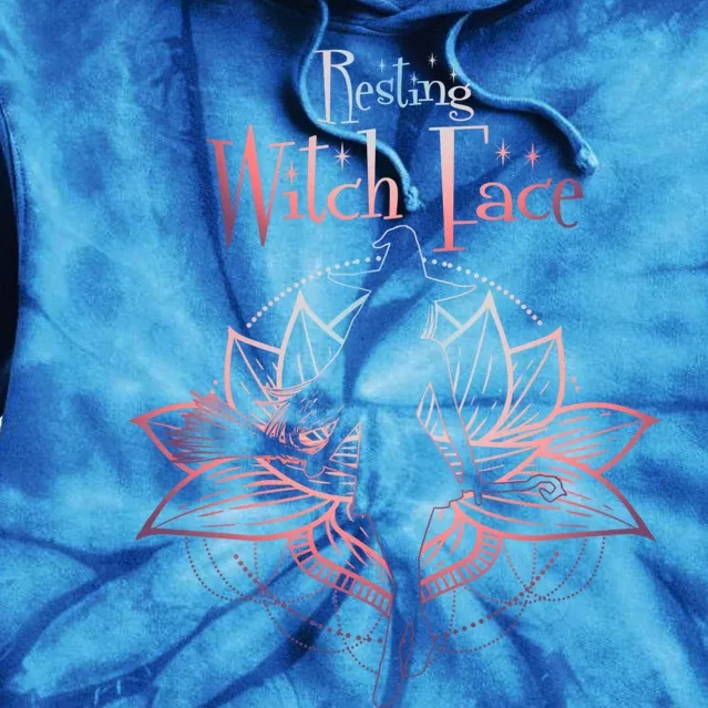 Resting Witch Face Halloween Lotus Flower For Yogi Witch Gift Tie Dye Hoodie