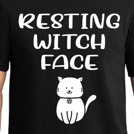 Resting Witch Face Pentacle Cat Wiccan Pagan Cheeky Witch Funny Gift Pajama Set