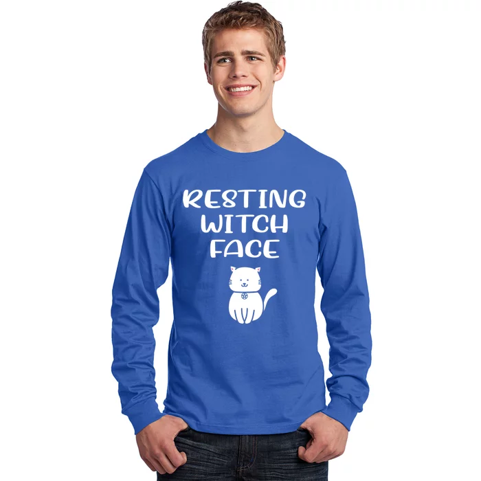 Resting Witch Face Pentacle Cat Wiccan Pagan Cheeky Witch Funny Gift Long Sleeve Shirt