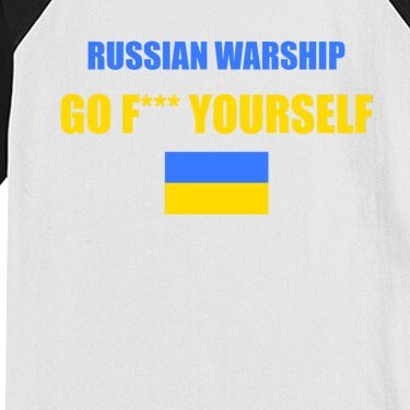 Russian Warship Go F Yourself Ukraine Support Strong Peace Kids Colorblock Raglan Jersey
