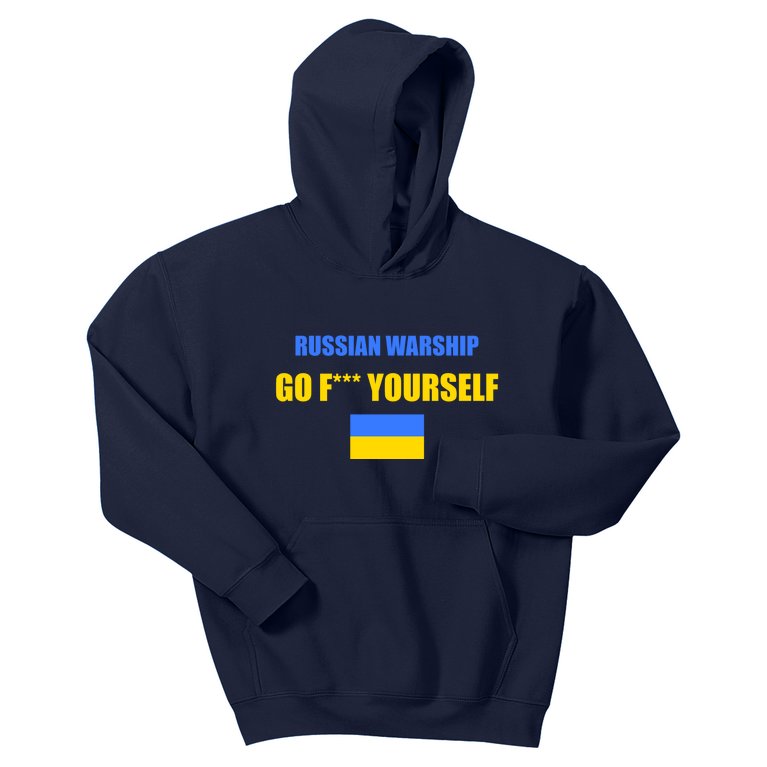 Russian Warship Go F Yourself Ukraine Support Strong Peace Kids Hoodie