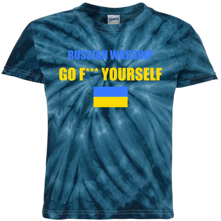 Russian Warship Go F Yourself Ukraine Support Strong Peace Kids Tie-Dye T-Shirt