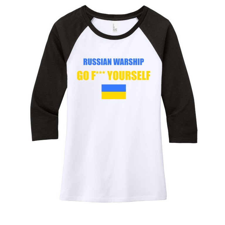 Russian Warship Go F Yourself Ukraine Support Strong Peace Women’s Tri-Blend 3/4-Sleeve Raglan Shirt