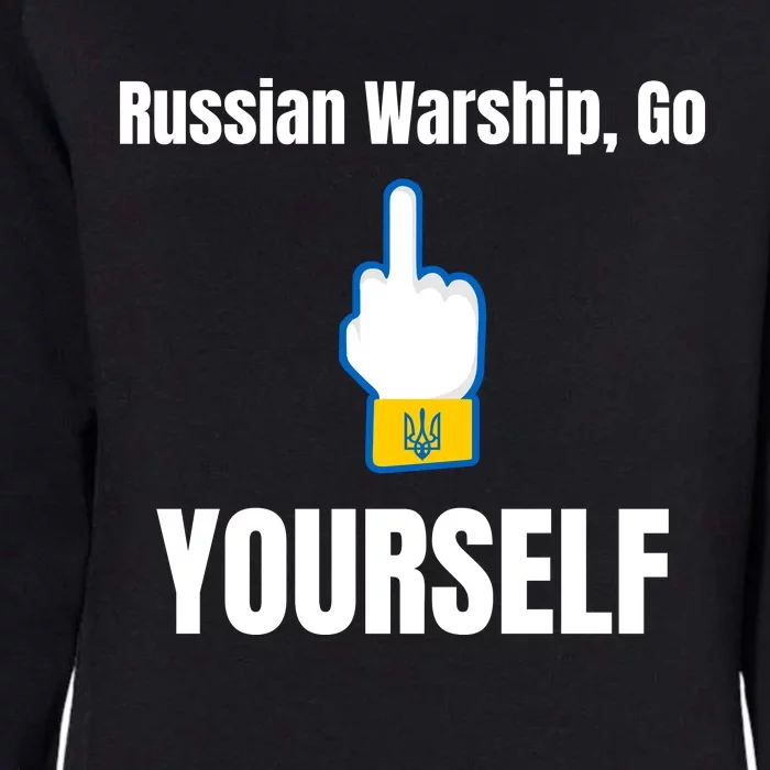 Russian Warship Go F**K Yourself Middle Finger Ukraine Womens California Wash Sweatshirt