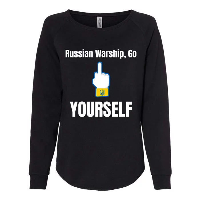 Russian Warship Go F**K Yourself Middle Finger Ukraine Womens California Wash Sweatshirt