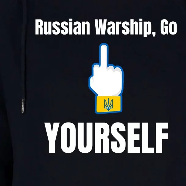 Russian Warship Go F**K Yourself Middle Finger Ukraine Womens Funnel Neck Pullover Hood