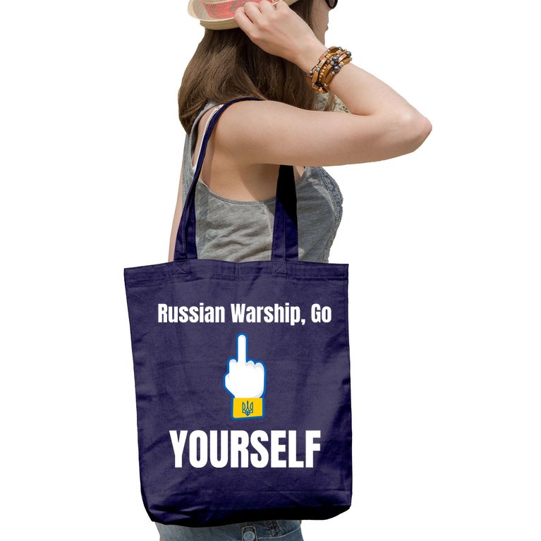 Russian Warship Go F**K Yourself Middle Finger Ukraine Tote Bag