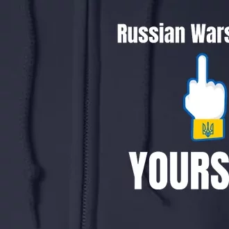 Russian Warship Go F**K Yourself Middle Finger Ukraine Full Zip Hoodie