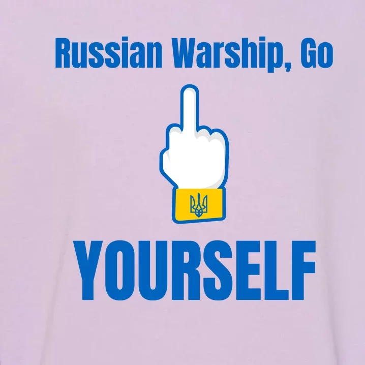 Russian Warship Go F**K Yourself Middle Finger Ukraine Garment-Dyed Sweatshirt