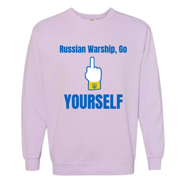 Russian Warship Go F**K Yourself Middle Finger Ukraine Garment-Dyed Sweatshirt