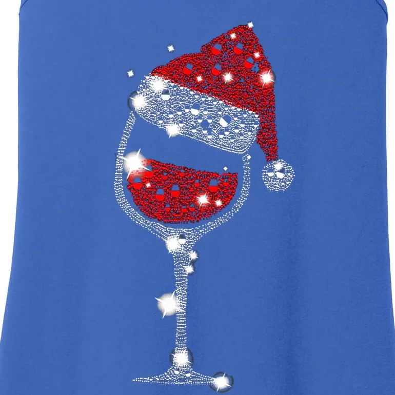 Red Wine Glass Christmas Tee Funny Santa Hat Xmas Gift Great Gift Ladies Essential Tank