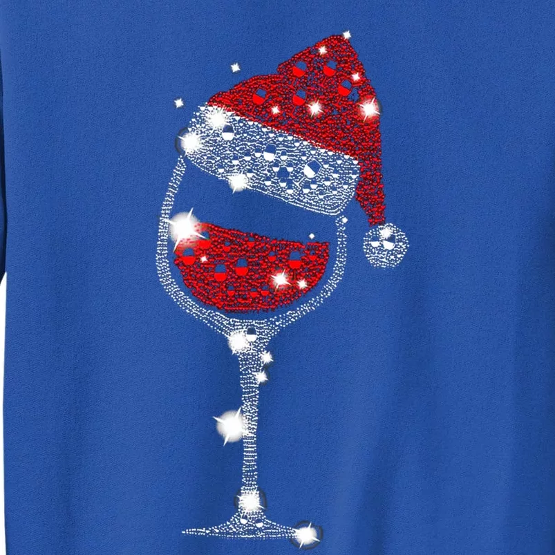 Red Wine Glass Christmas Tee Funny Santa Hat Xmas Gift Great Gift Tall Sweatshirt