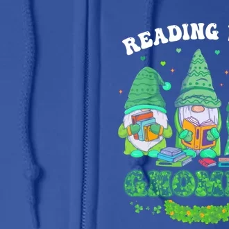 Reading With Gnomies Books Lover Librarian St Patrick's Day Gift Full Zip Hoodie