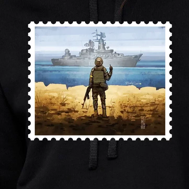 Russian Warship Go F Yourself Ukraine Postage Stamp Ukrainian Pride Crop Top Hoodie